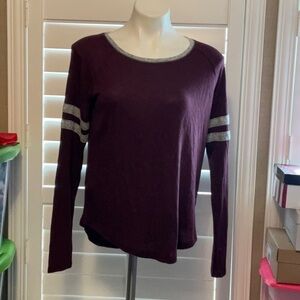 SO Women's Dark Purple Sweatshirt with Silver Stripes